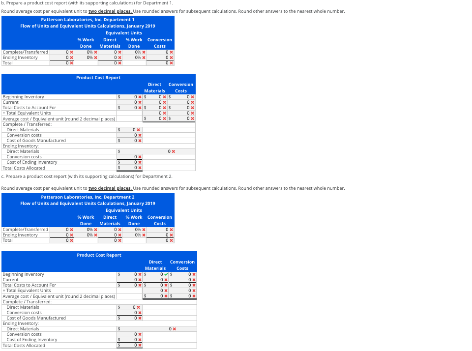 Ic., produces one of its products in two successive departments. All materials