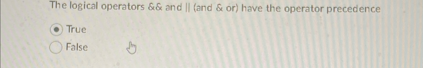  The logical operators && and I|(and & or) have the operator