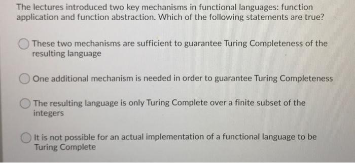 Lambda Calculus and Functional Programming The lectures introduced two key mechanisms in