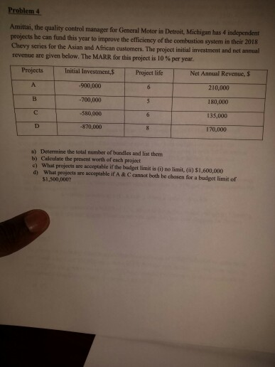 Problem 4 Amittai, the quality control manager for General Motor in