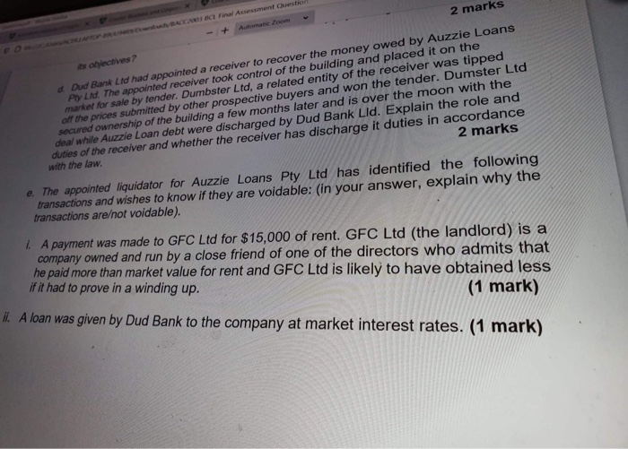  PD ACCA Assessment resto + Automatic Loom 2 marks its objectives?