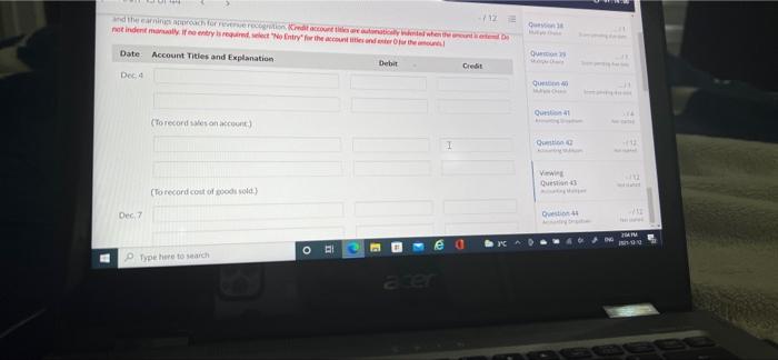 sales transactions in December: Dec 4 Question 40 7 Sold $10,300 of