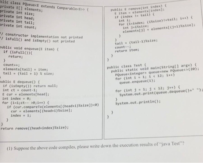 I need output public class PQueuecE extends Comparable > { private