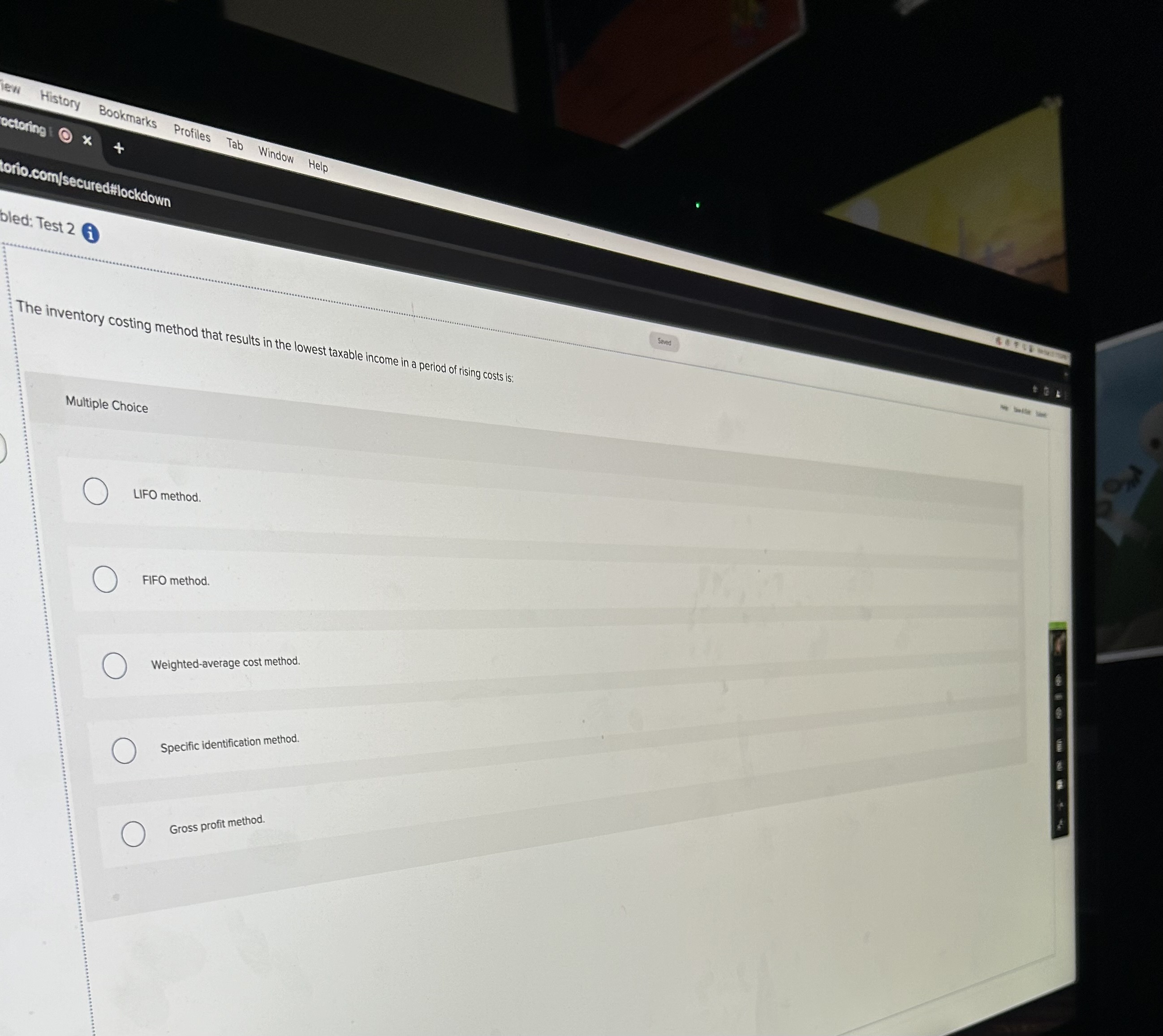  Multiple Choice LIFO method. FIFO method. Weighted-average cost method. Specific identification
