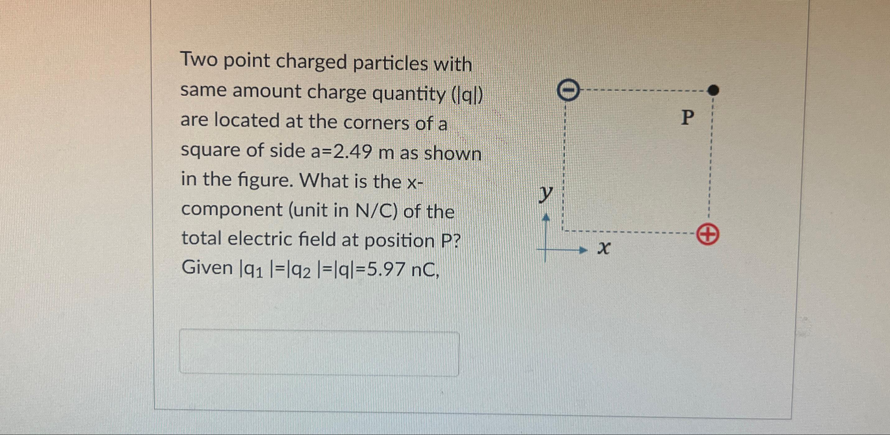  Two point charged particles with same amount charge quantity (|q|) are