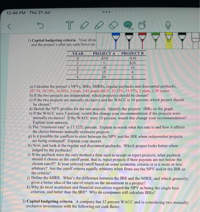 explain part i please and part k if possible as well 1)