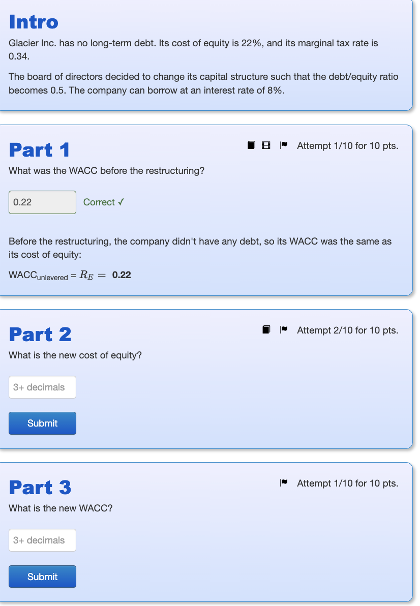 pls answer all thx Intro Glacier Inc. has no long-term debt. Its