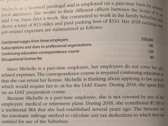  what would be the deduction for 2018 Michelle is a licensed