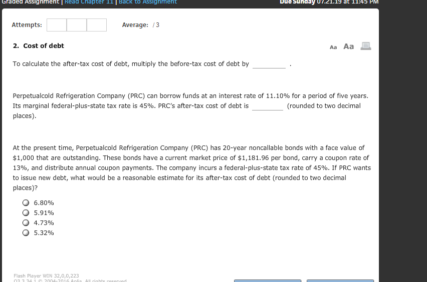 Graded Assignment Read Chapter 11 Back to Assignment Due Sunday 07.21.19