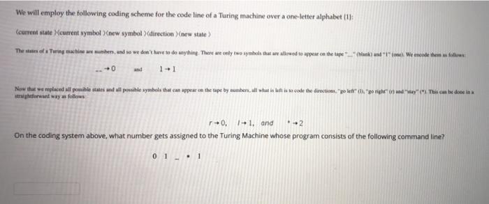  We will employ the following coding scheme for the code line
