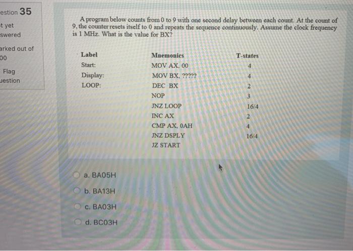  estion 35 et yet A program below counts from 0 to
