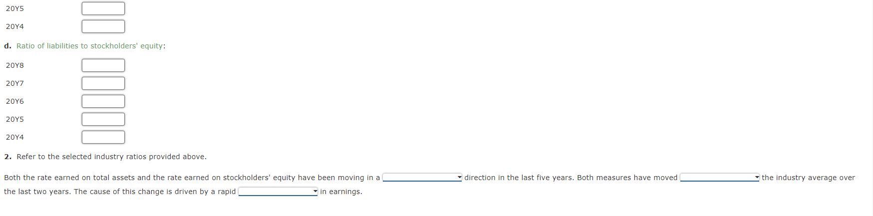comparative information: You have been asked to evaluate the historical performance of