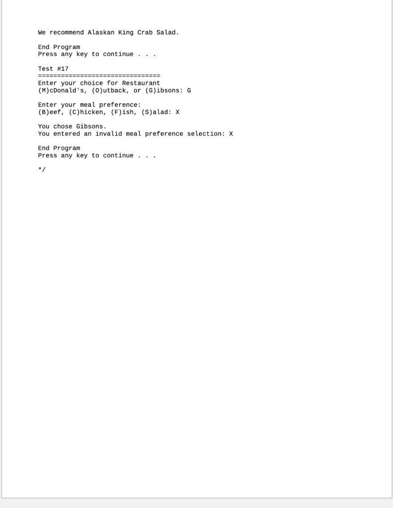 (F)ish (S)alad Bone-in Filet Mignon Whole Spit-Roasted Chicken Grilled Norwegian Salmon Alaskan