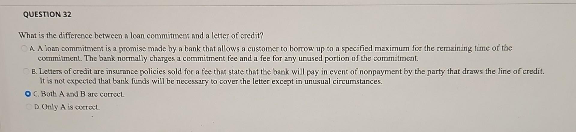  What is the difference between a loan commitment and a letter
