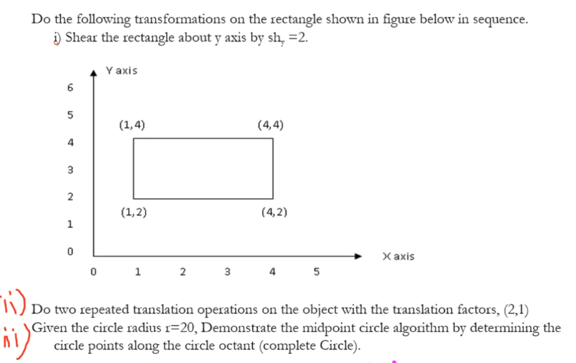  Computer Graphics undefined Do the following transformations on the rectangle shown