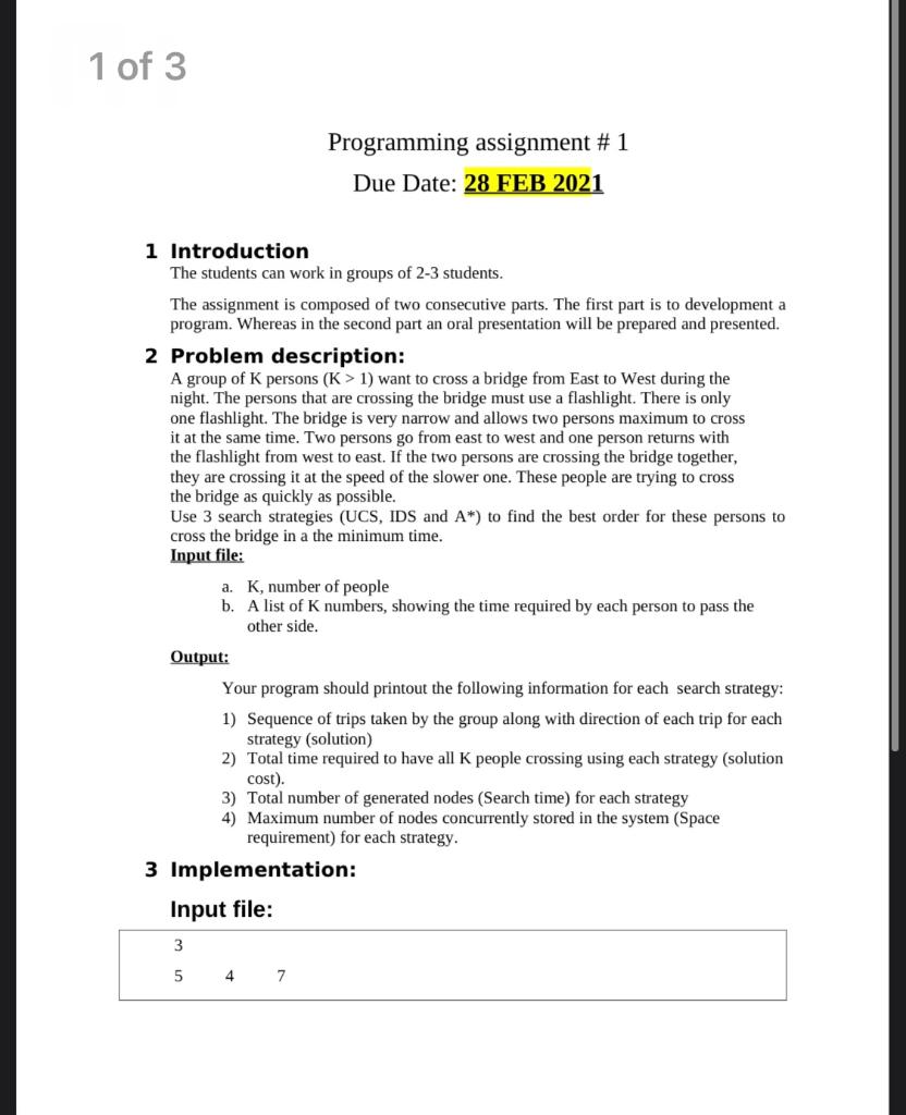 Solve it using JAVA language .. thank you 1 of 3 Programming