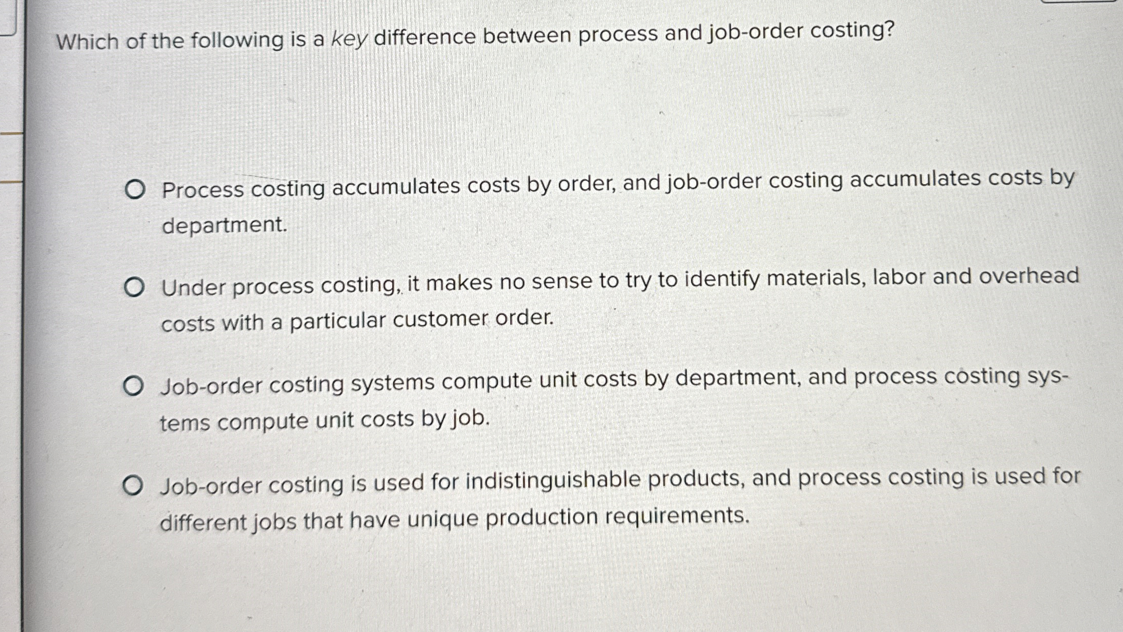  Which of the following is a key difference between process and