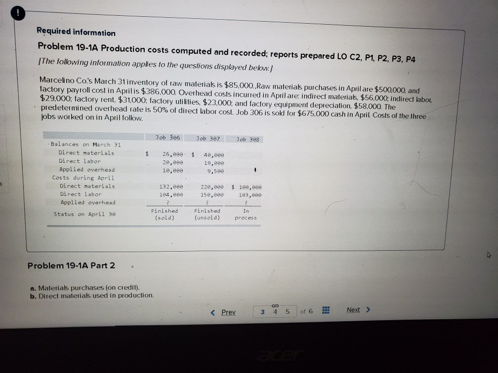 below! Marcelino Co.'s March 31 inventory of raw materials is $85,000. Raw