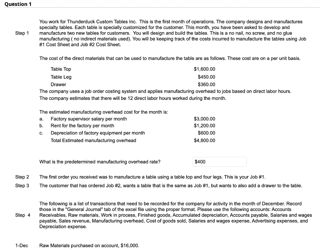 PLEASE ANSWER ONLY STEP 8! THANK YOU Question 1 Step 1