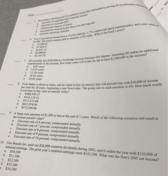  Iders shout frm interested in serving its stockho The primary operating