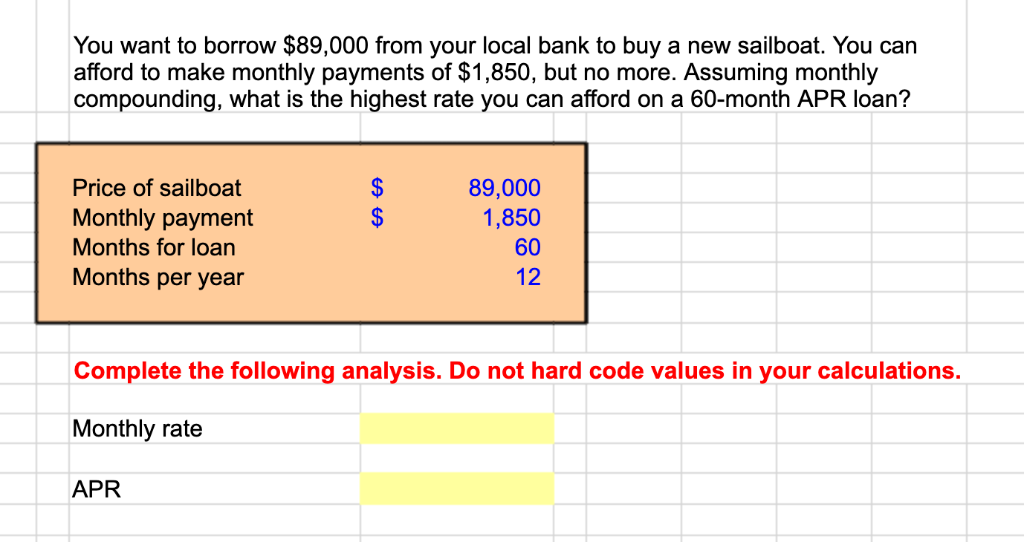 PLEASE PUT EXCEL FORMULAS IN WHEN CALCULATING YOUR ANSWERS: You want to