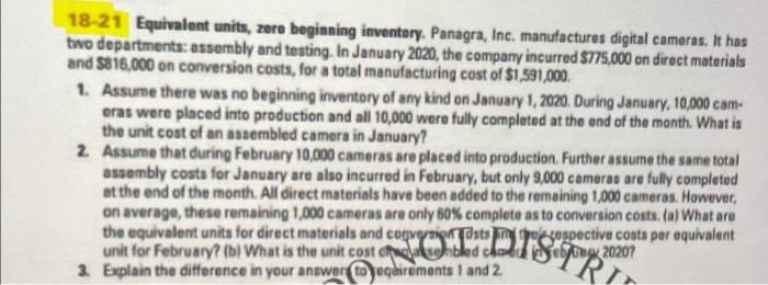 please solve this with steps 18-21 Equivalent units, zero beginning inventory. Panagra,