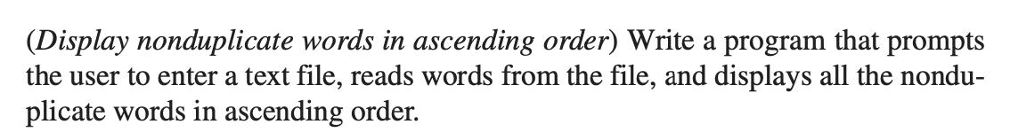  Write a code on Python 3.9, Please (Display nonduplicate words in