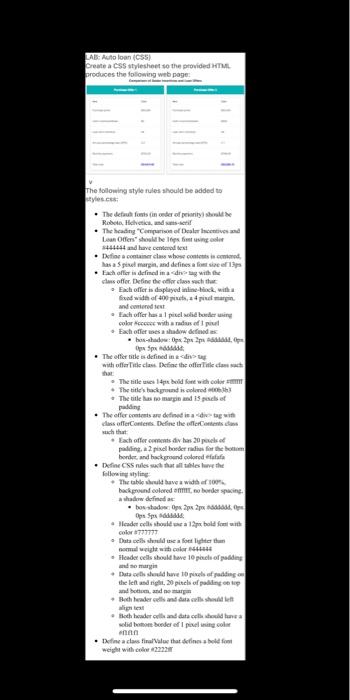  LAB: Autofon (CSS) Create a css stylesheet so the provided produces