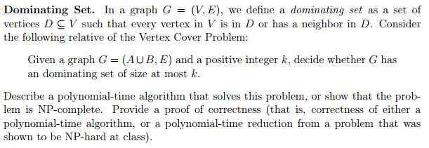  Dominating Set. In a graph G = (V, E), we define