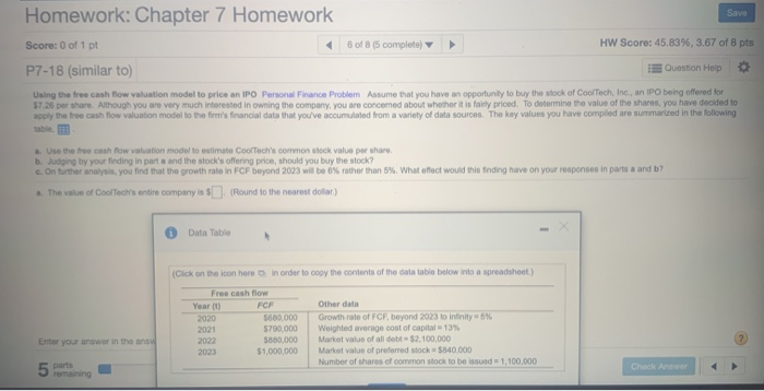 can you please solve this? Homework: Chapter 7 Homework Save Score: 0