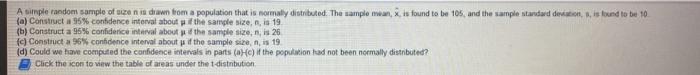  A simple random sample of size is drawn from a population