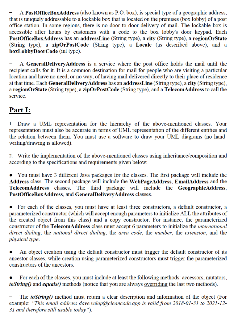 method overriding, etc. The assignment would also allow you to practice the