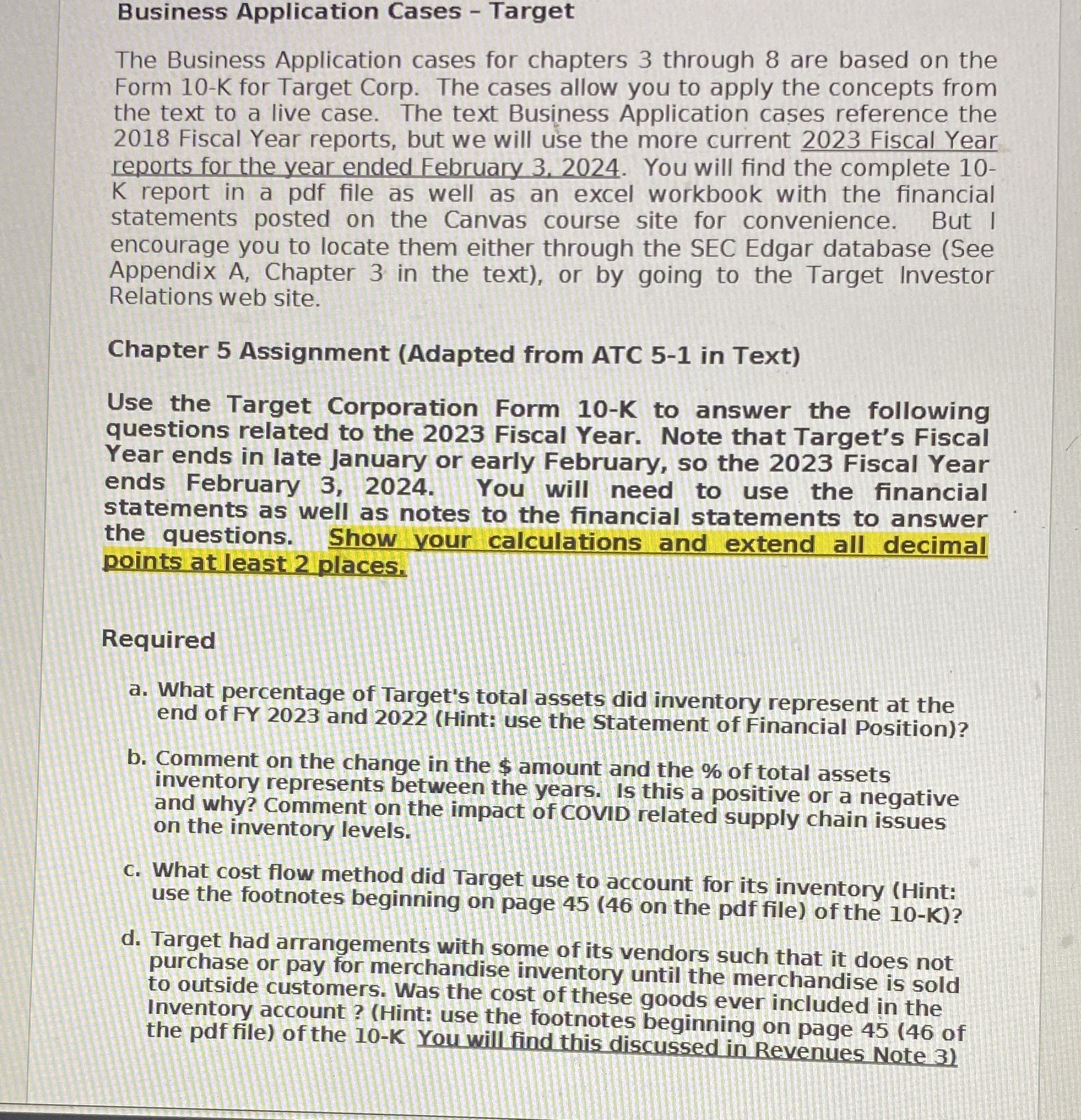  Business Application Cases - Target The Business Application cases for chapters