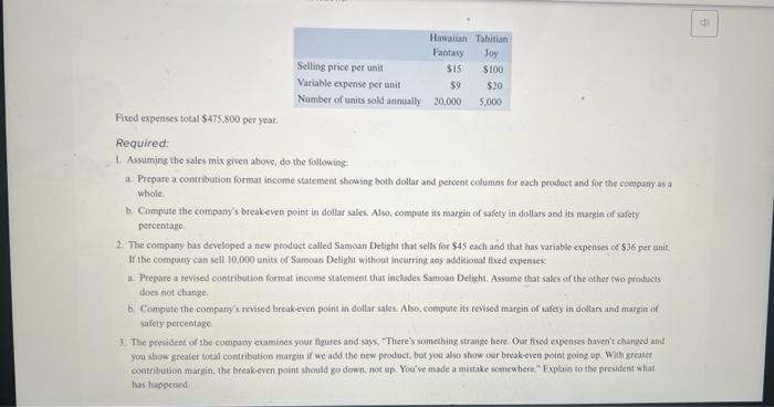  Problem 5-27 (continued) b. Dollar sales to break even = Fixed