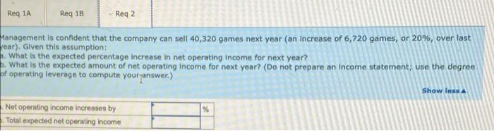 selling price of $68 per game. Fixed expenses associated with the game