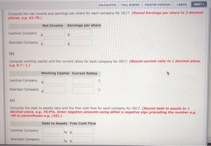 Company, two competitors, appear below. All balance sheet data are as of