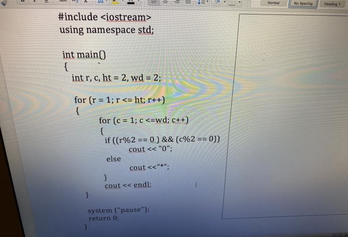  Normal No Spacing Heiding + #include using namespace std; int main()