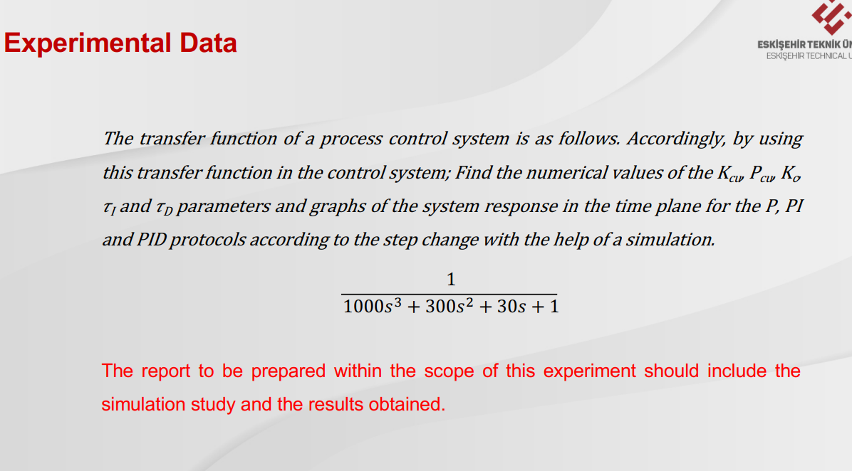 in the chemical engineering laboratory. I need to make the desired values