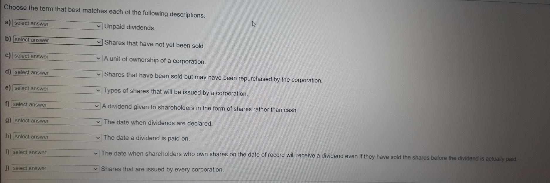 i have shared the options in 2nd image. Choose the term