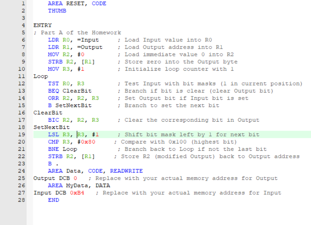  Need help with code in uVision using ARM Assembly: Have one