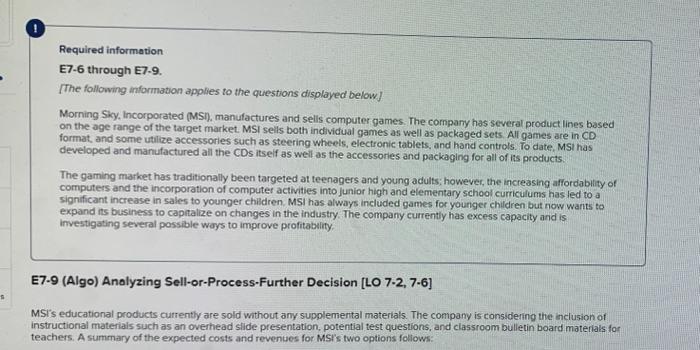  Required information E7-6 through E7-9. [The following information applies to the