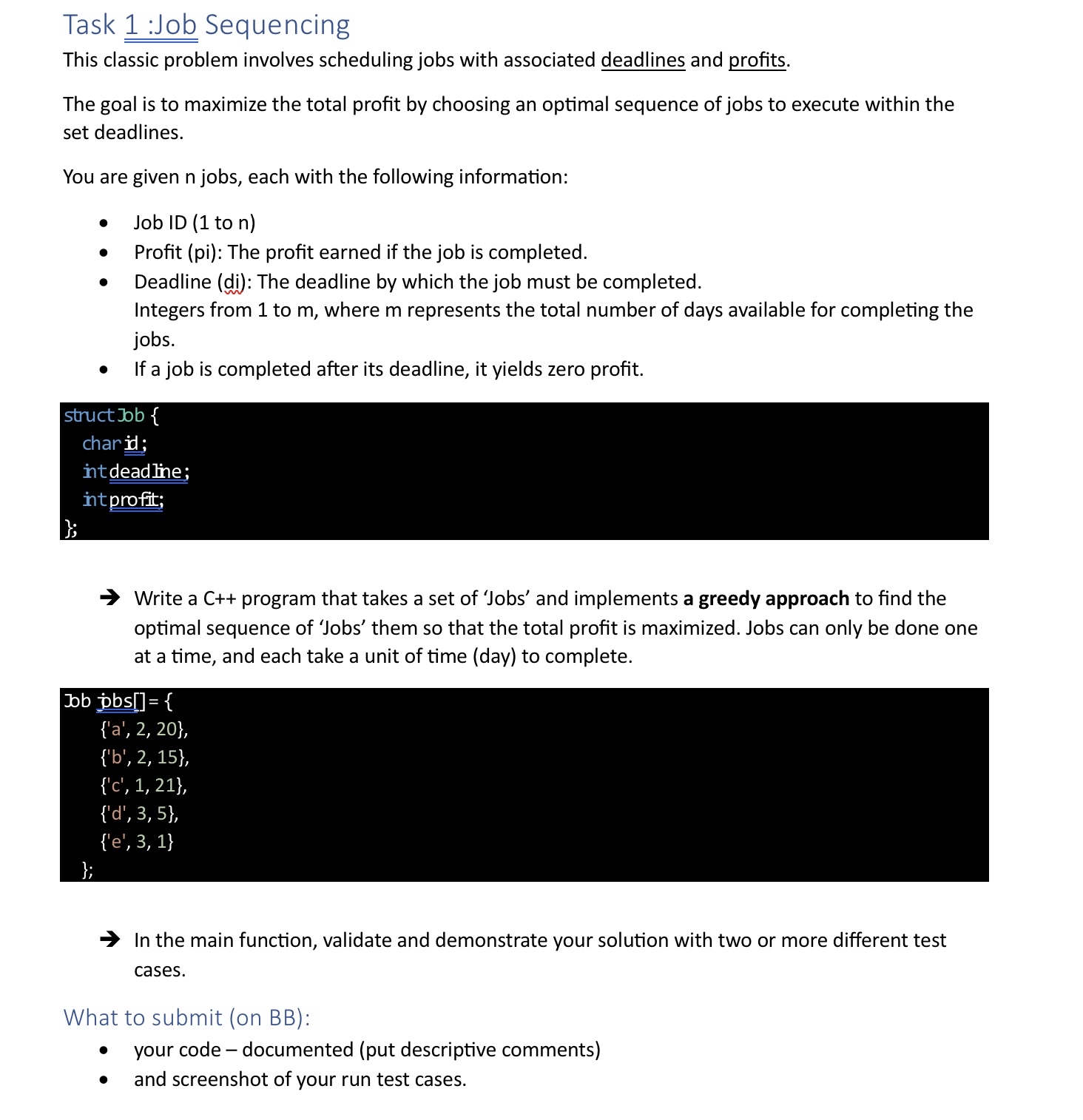  Solve the submission requirements using c++ 
