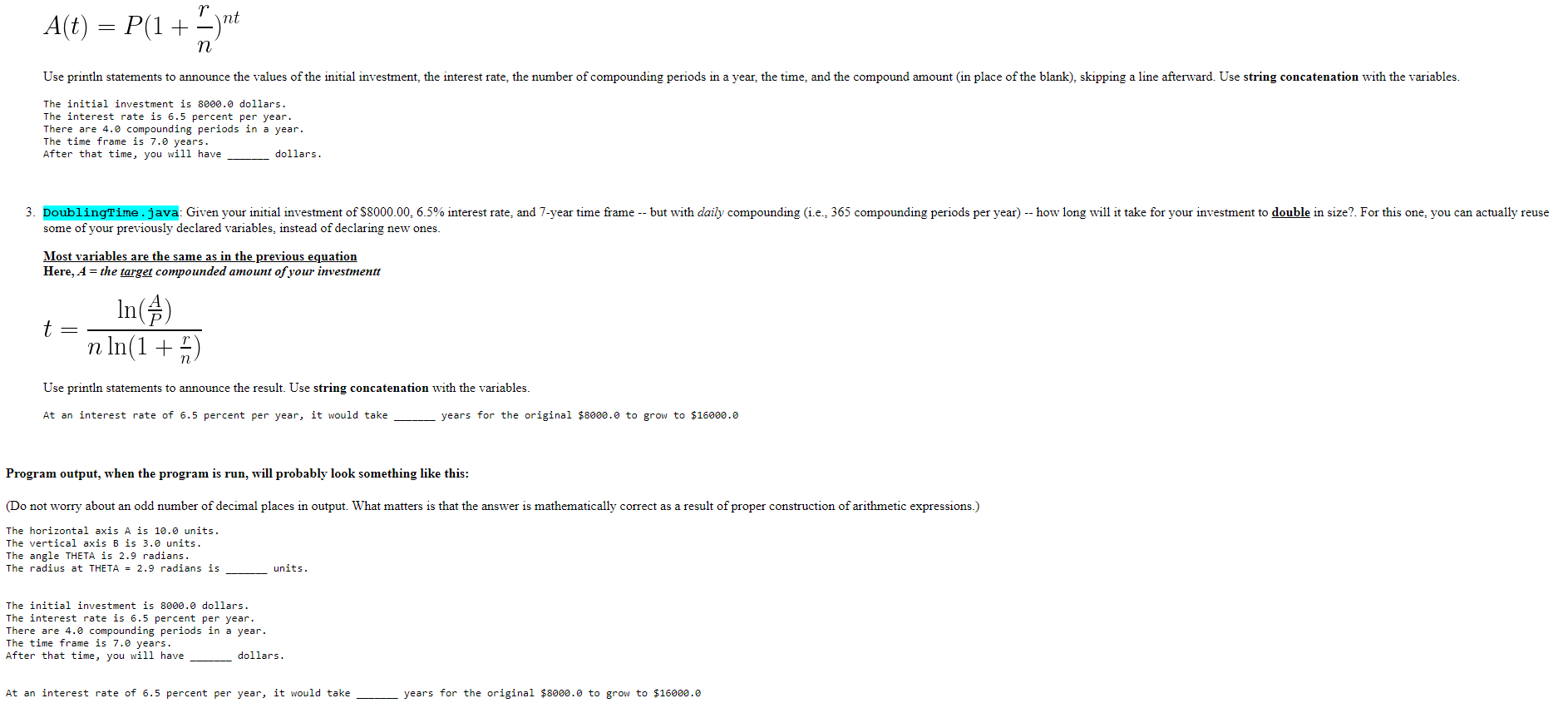 some pointers to keep in mind for those items: The directions in