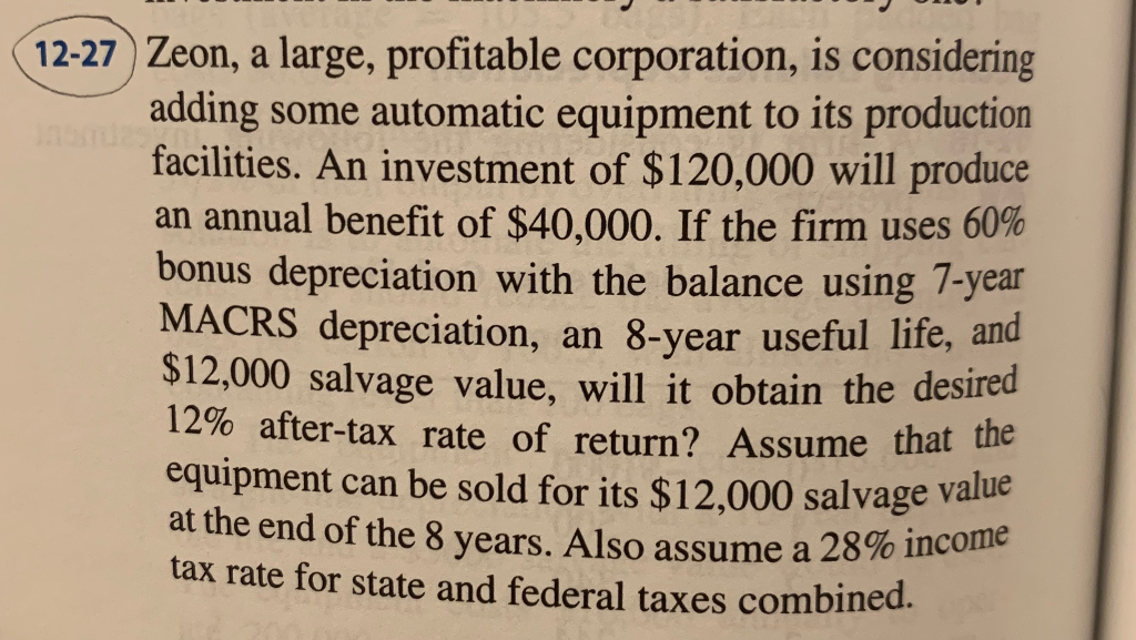 (12-27 Zeon, a large, profitable corporation, is considering adding some automatic