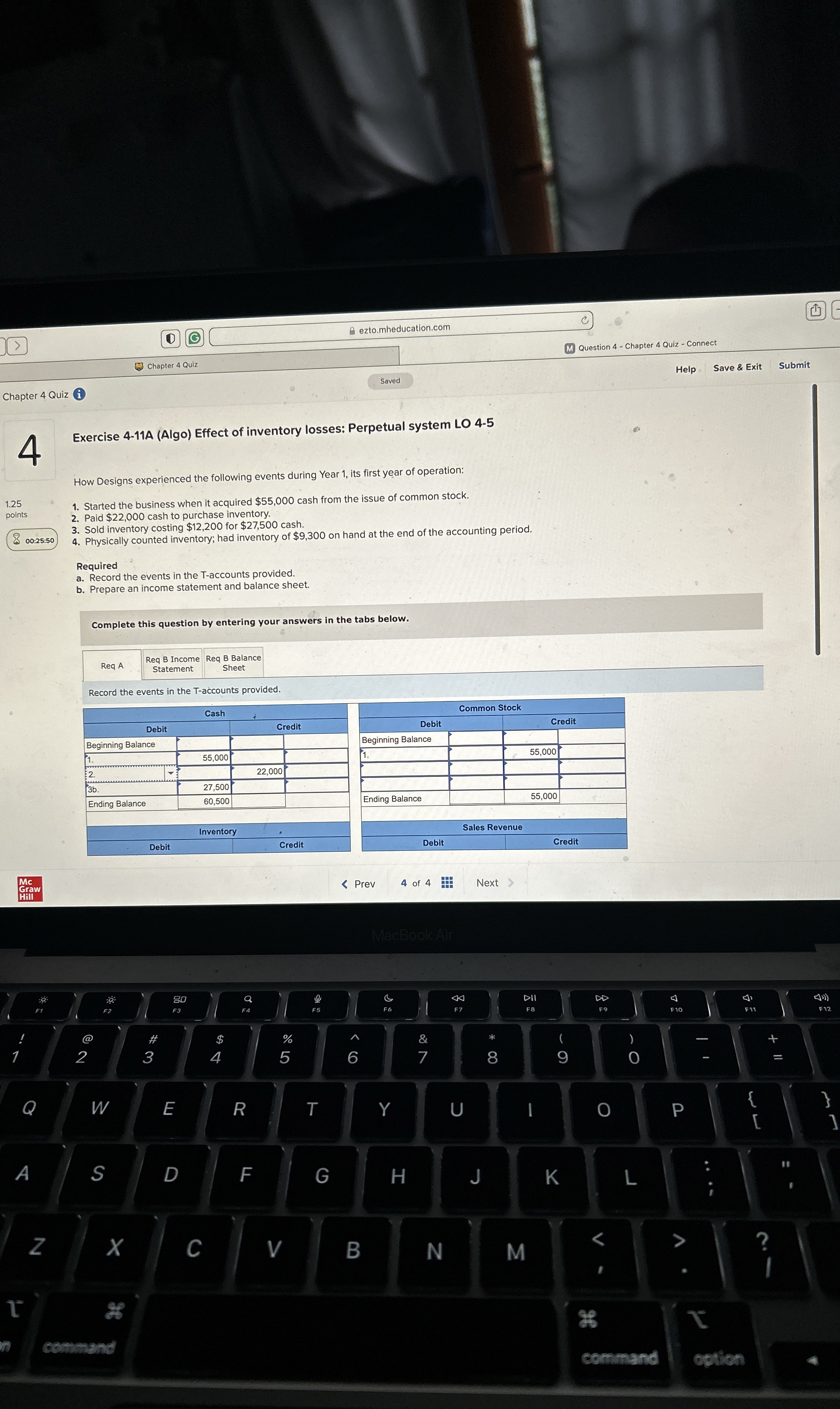  Exercise 4-11A (Algo) Effect of inventory losses: Perpetual system LO 4-5