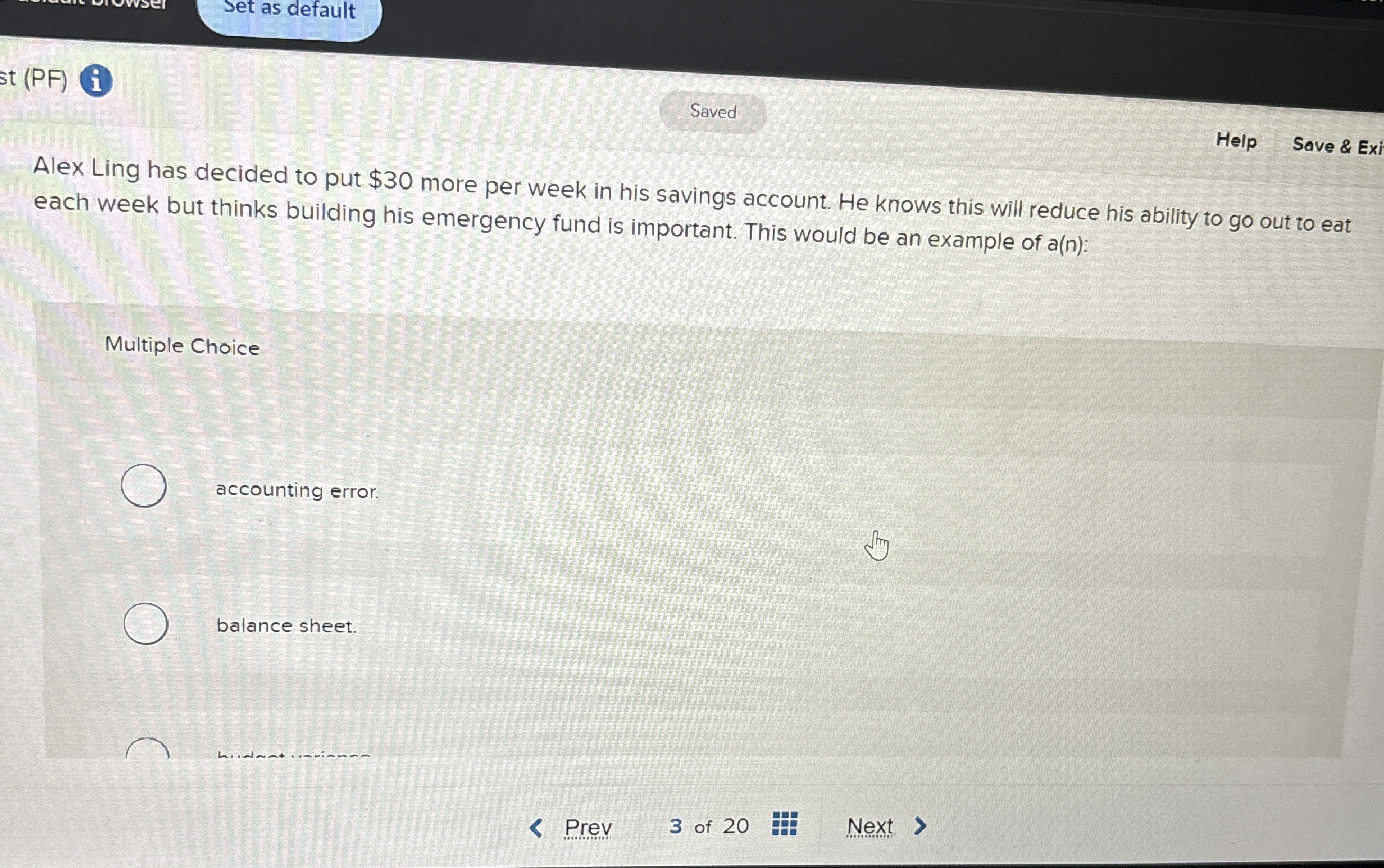  set as default st (PF) Help Save & Exi Alex Ling