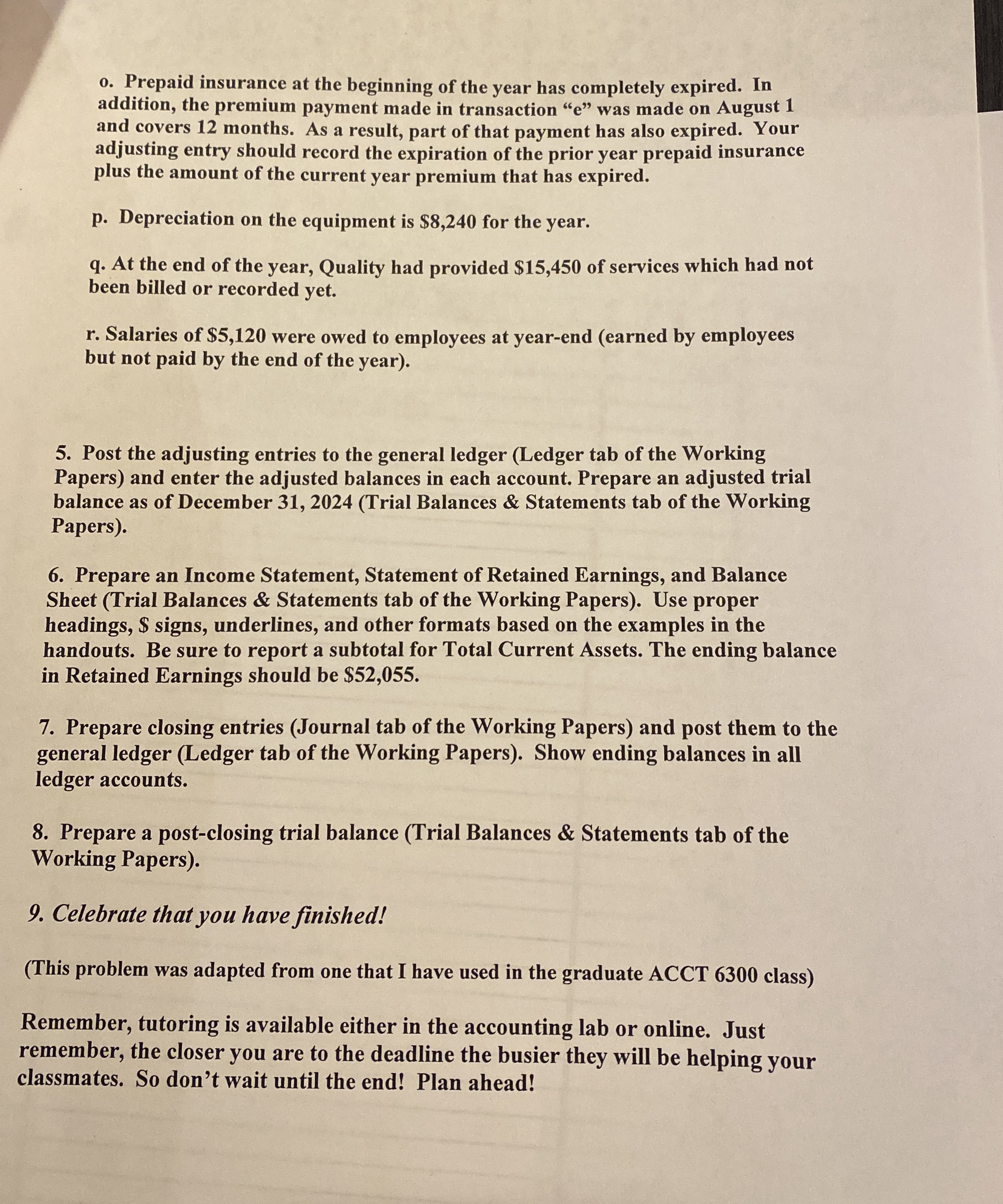  Comprehensive Problem Instructions Quality Exteriors creates architectural renderings for exclusive homes.
