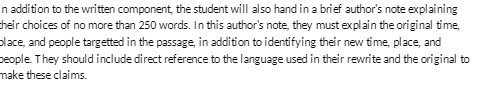 In addition to the written component, the student will also hand