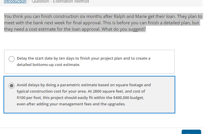 which question is correct? Introduction / Question - Estimation Method You think