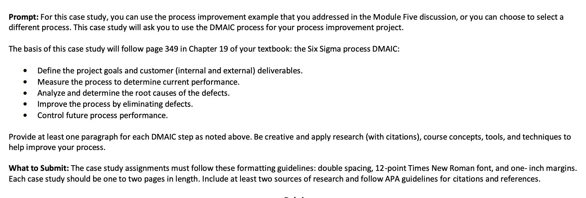 Prompt: For this case study, you can use the process improvement